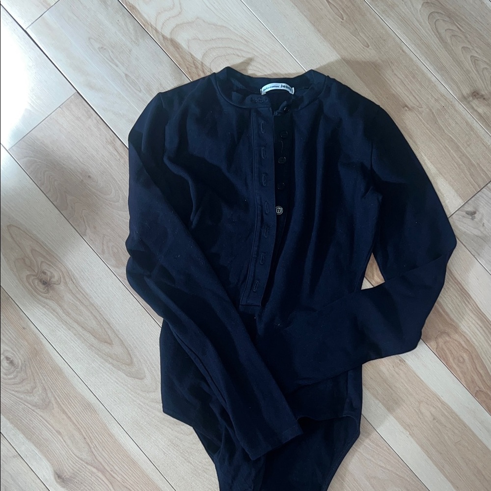 Reformation Jeans Black Button Down Bodysuit